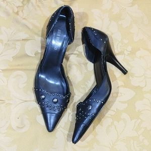 Ann Marino studded black pointy heels